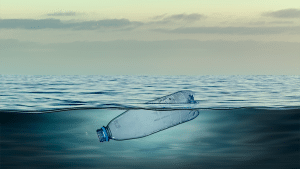 Bottle floating in the ocean