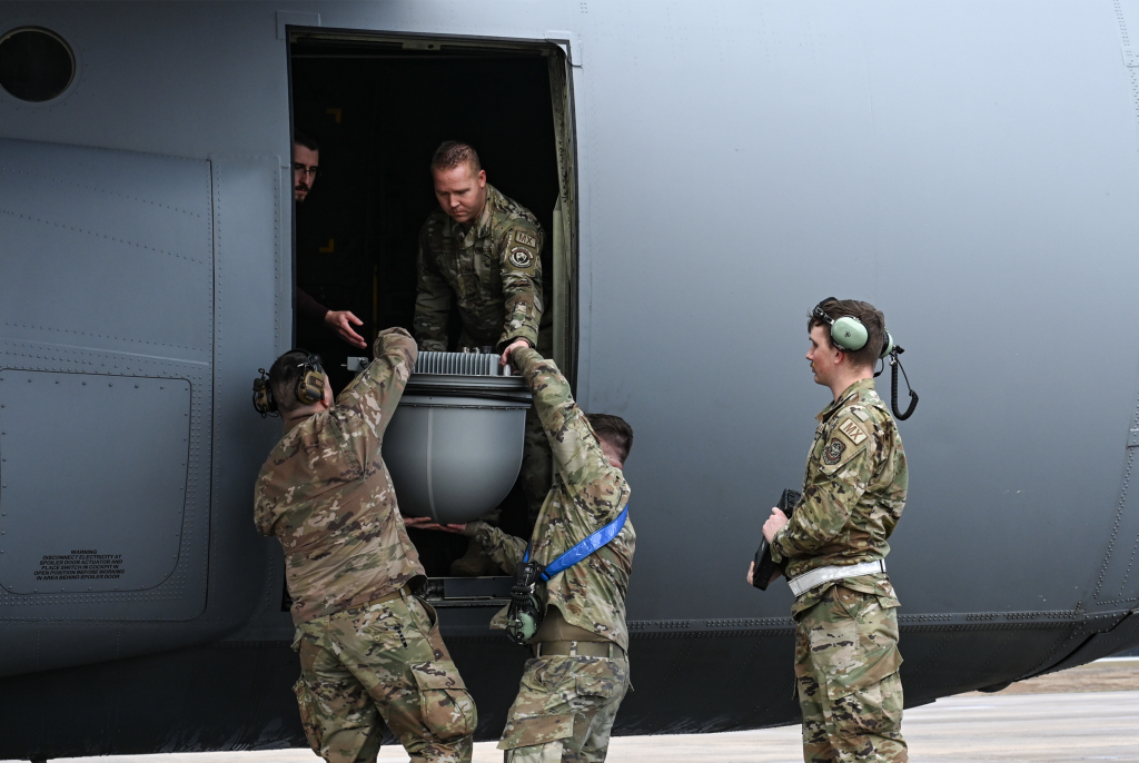 US Air Force and Satcom Direct Government installing the Roll-on/Roll-off (RO/RO) Beyond Line of Sight (BLOS) satellite communications (SATCOM)