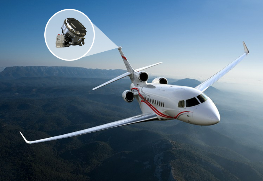 plane simple antenna terminal on Dassault Falcon 7X Jet